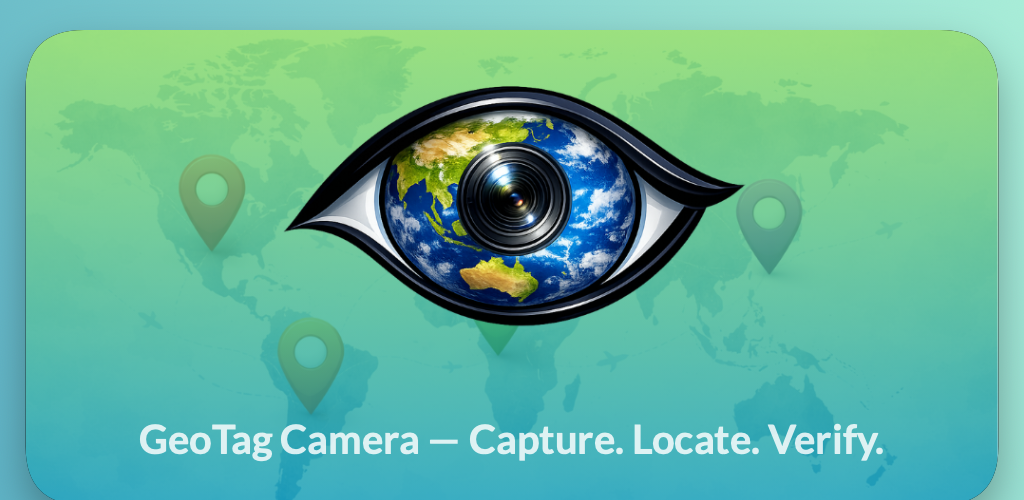 VerifEye: Geotag Camera photo detail showing map overlay, GPS coordinates, and address