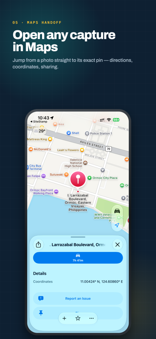 Capture location opened in Maps